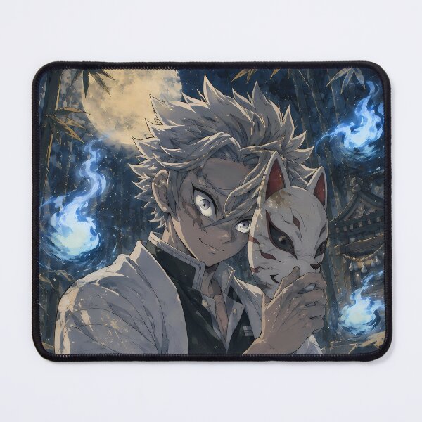 Item preview, Sanemi Shinazugawa Demon Slayer Blue Spirit Moon designed and sold by mildaclairmo.