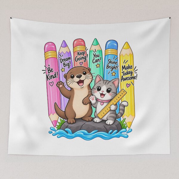 Item preview, Cute Otter and Cat Back to School Pencil Design designed and sold by khadijaAchaki.