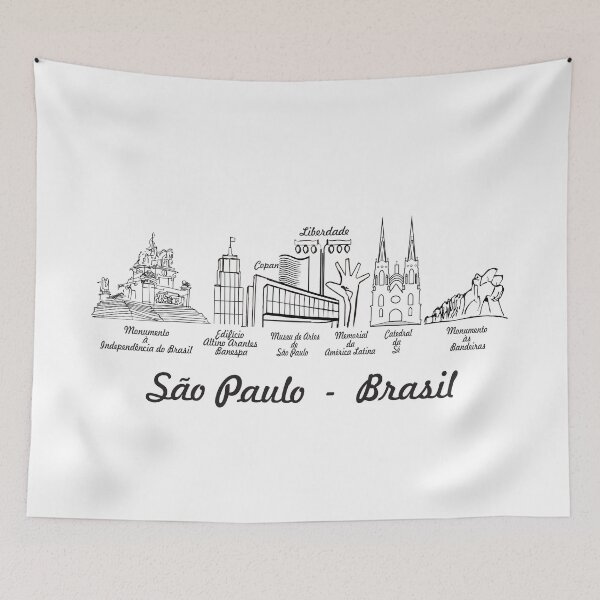 Item preview, Sao Paulo Brasil Skyline - Copan Masp Cathedral Line Art Horizontal Souvenir designed and sold by City Tour Collection.