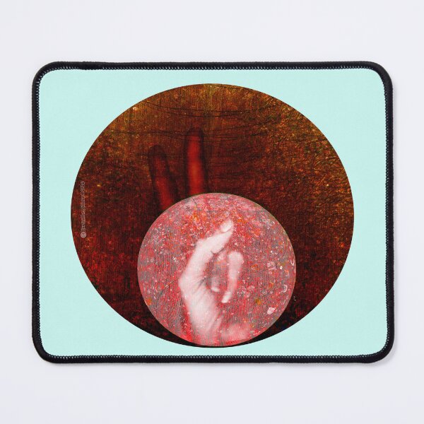 Item preview, Sacred Finger Gesture – Cosmic Crimson Sphere Abstract Art designed and sold by MAMA.art.Rio <Marsailhe_Milward>.