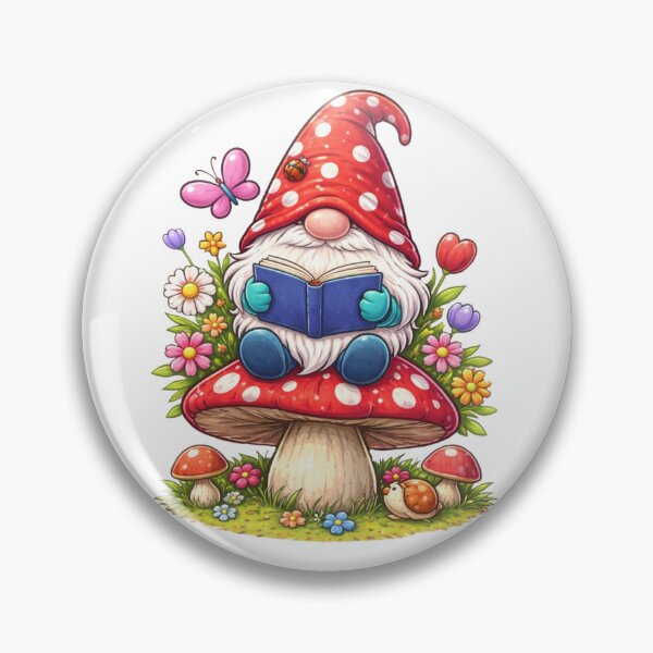 Item preview, Cute Reading Gnome Sitting on Mushroom designed and sold by Myra365Art.