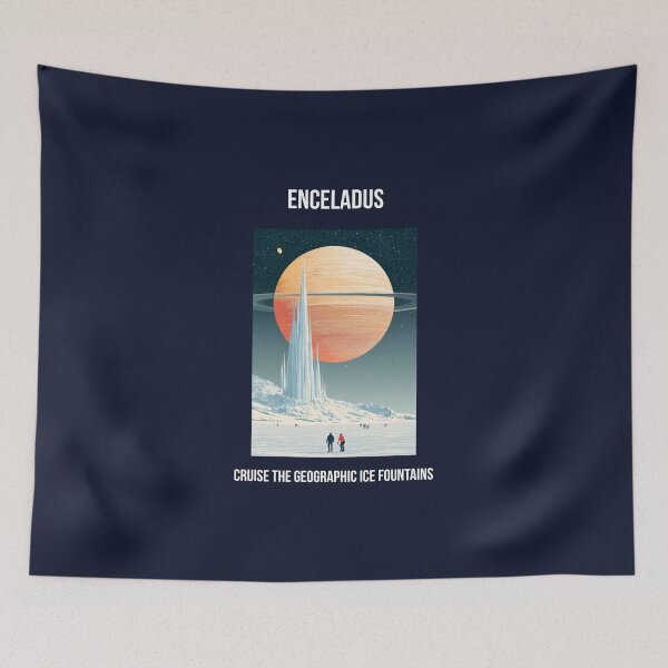 Item preview, Enceladus Retro Space Travel Poster Art Deco designed and sold by Artmugic.