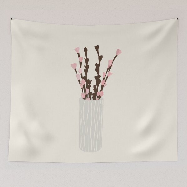 Item preview, Minimalist Pink Floral Still Life Neutral Vase Illustration  designed and sold by Nasdigitalart.
