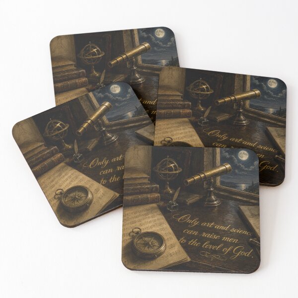 Item preview, Beethoven Quote: Only art and science can raise men to the level of God - Dark Academia Classical Music & Science Art designed and sold by DoReMiStudio.