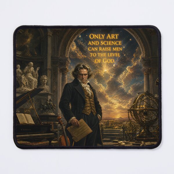 Item preview, Beethoven Quote: Only art and science can raise men to the level of God - Dark Academia Classical Music & Science Art designed and sold by DoReMiStudio.