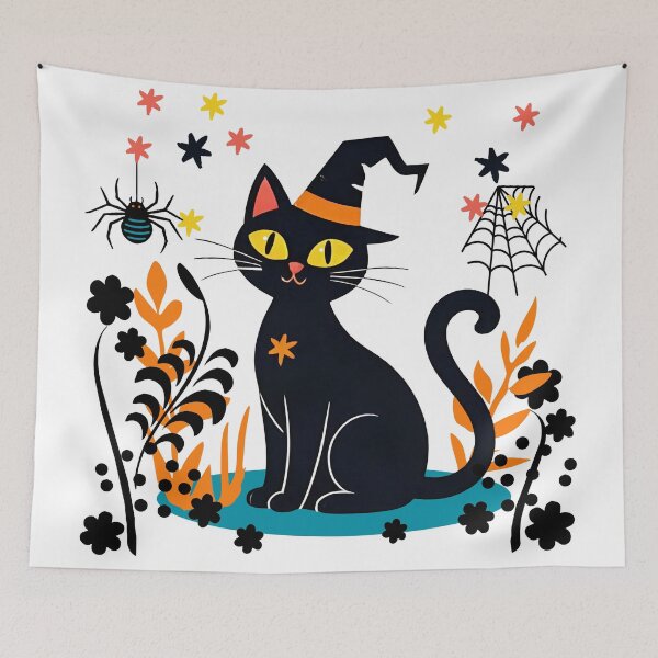 Item preview, Halloween Cat in the Meadow designed and sold by Sharon Schwalbe.