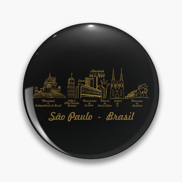 Item preview, Sao Paulo Brasil Skyline - Golden Line Art Copan Masp Cathedral Horizontal designed and sold by City Tour Collection.