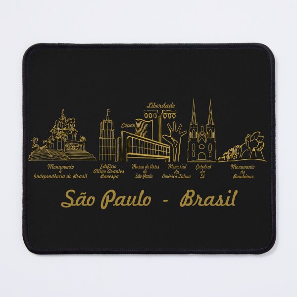 Item preview, Sao Paulo Brasil Skyline - Golden Line Art Copan Masp Cathedral Horizontal designed and sold by Sampa In Focus.