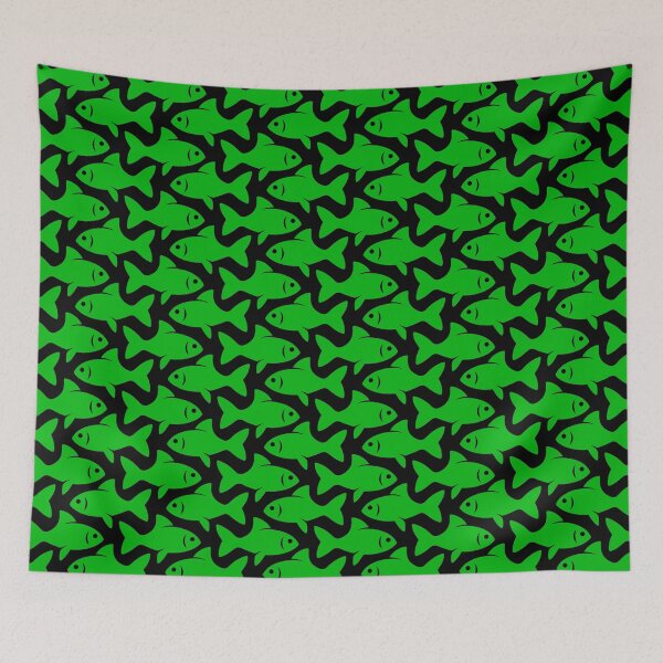 Item preview, Fish Pattern (green on black) designed and sold by JMParadis.