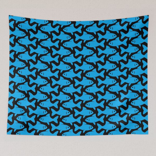 Item preview, Fish Pattern (blue on black) designed and sold by JMParadis.