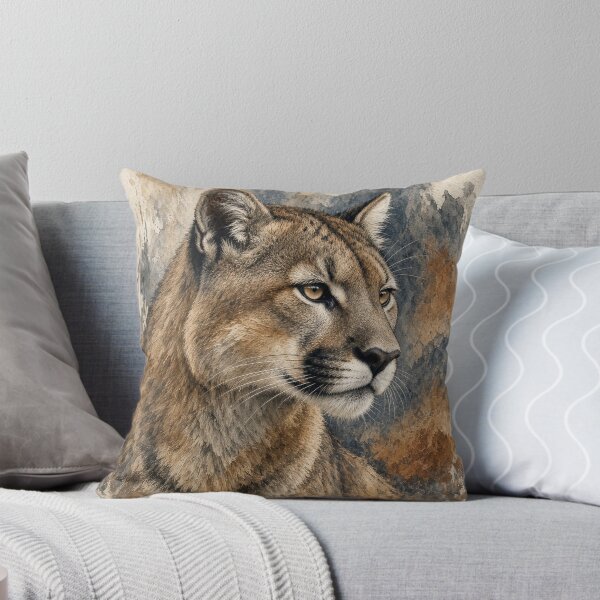 Item preview, Watercolor Adult Cougar Mountain Lion Portrait Realistic Wildlife Art Illustration designed and sold by Pioneer Spirit Market.