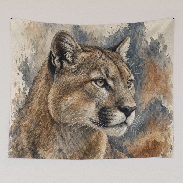 Item preview, Watercolor Adult Cougar Mountain Lion Portrait Realistic Wildlife Art Illustration designed and sold by Pioneer Spirit Market.