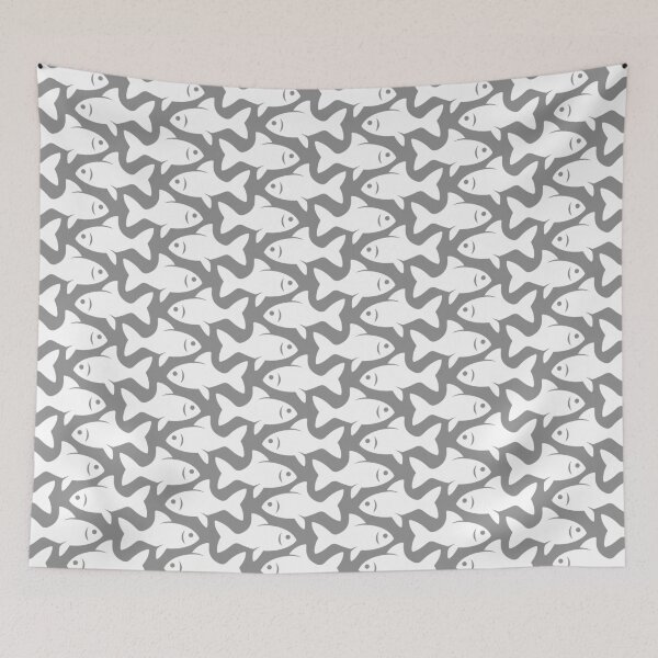 Item preview, Fish Pattern (white on grey) designed and sold by JMParadis.