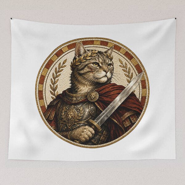 Item preview, Roman Emperor Cat – Mosaic Warrior Art designed and sold by cozydrops.