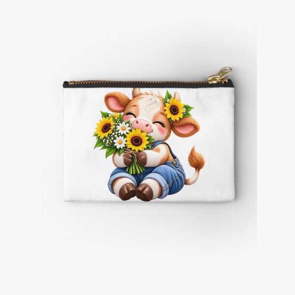 Item preview, Cute Cow with Sunflower Bouquet designed and sold by TinyWeird.