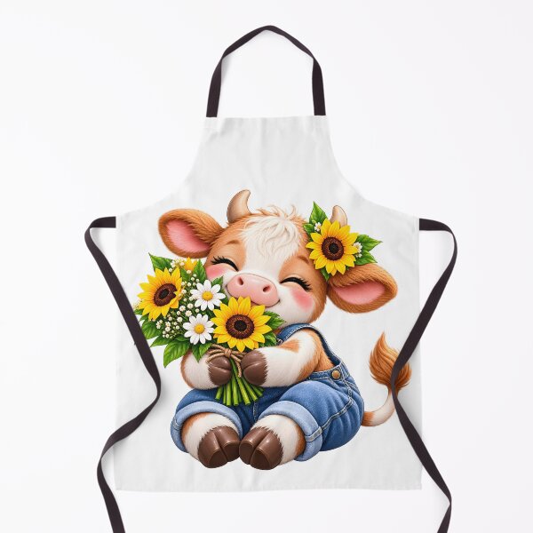 Item preview, Cute Cow with Sunflower Bouquet designed and sold by TinyWeird.