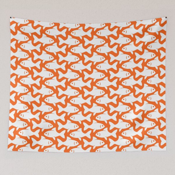 Item preview, Fish Pattern (white on orange) designed and sold by JMParadis.