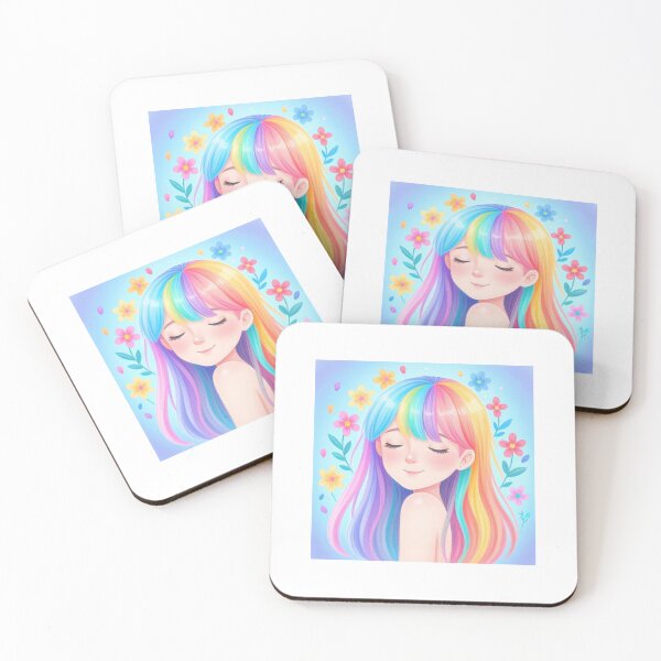 Item preview, Cute girl with  colourful background designed and sold by Maureen1209.