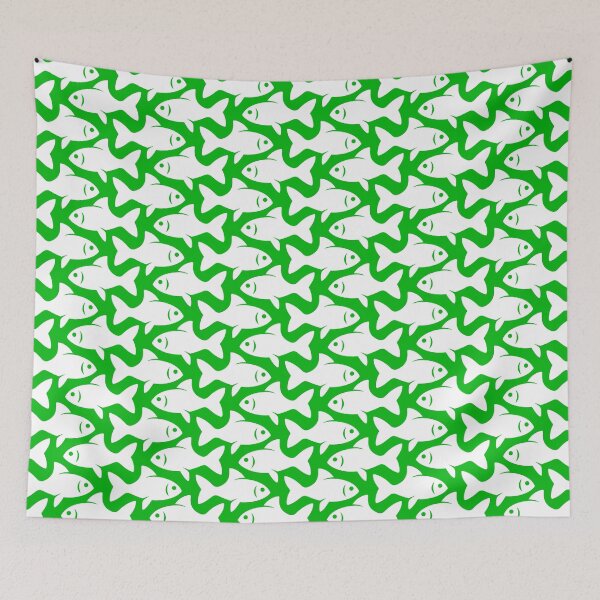 Item preview, Fish Pattern (white on green) designed and sold by JMParadis.