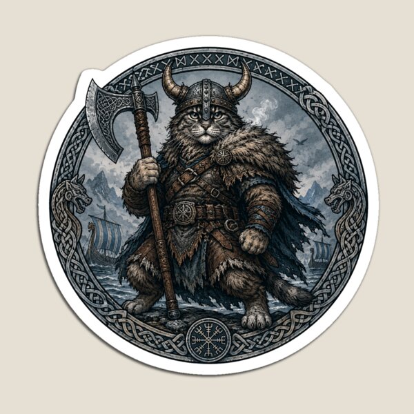 Item preview, Viking Cat Warrior – Norse Celtic Art designed and sold by cozydrops.