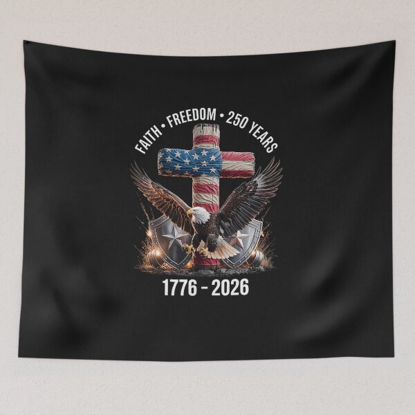 Item preview, Faith Freedom 250 Years Christian Cross Eagle 4th of July men designed and sold by FrankIsabel.