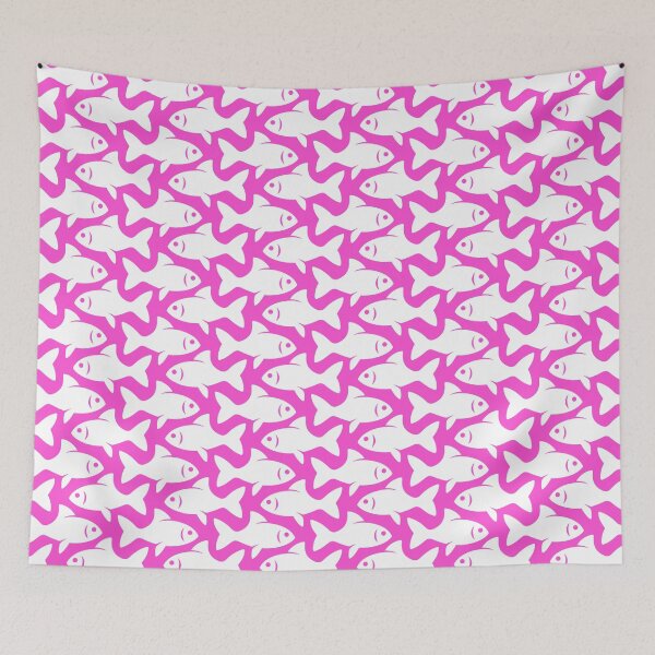 Item preview, Fish Pattern (white on pink) designed and sold by JMParadis.