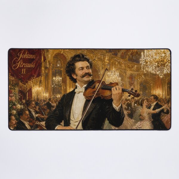 Item preview, Waltz King: Johann Strauss II Vintage Oil Painting - Viennese Ballroom Elegance designed and sold by DoReMiStudio.