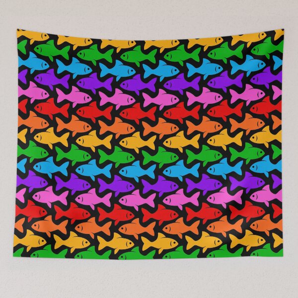 Item preview, Fish Pattern (multicolor on black 1) designed and sold by JMParadis.