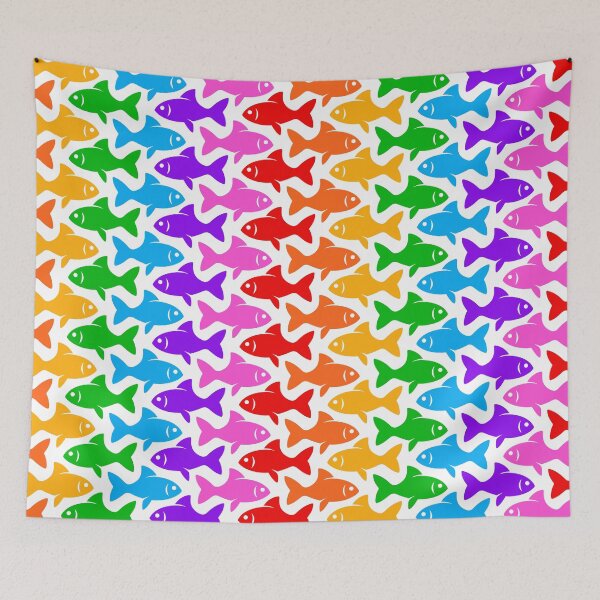 Item preview, Fish Pattern (multicolor on white 2) designed and sold by JMParadis.