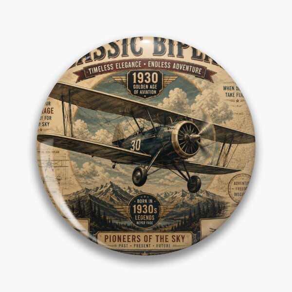Item preview, Classic Biplane 1930 Vintage Aviation designed and sold by Nebur2021.