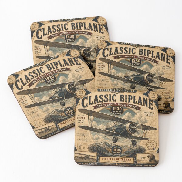 Item preview, Classic Biplane 1930 Vintage Aviation designed and sold by Nebur2021.