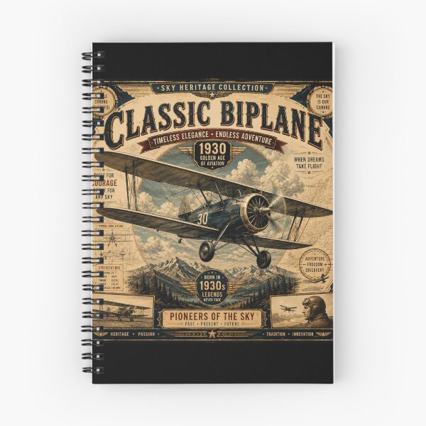 Item preview, Classic Biplane 1930 Vintage Aviation designed and sold by Nebur2021.
