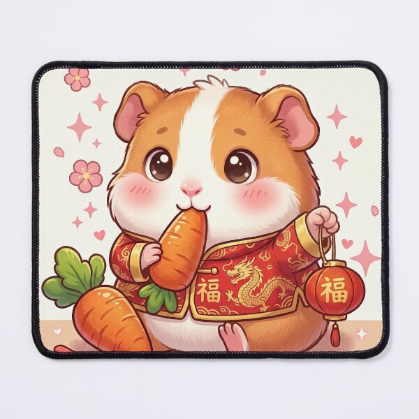 Item preview, Kawaii Guinea Pig Chinese New Year – Lantern, Carrot & Lucky Celebration designed and sold by MoqunaDesign.