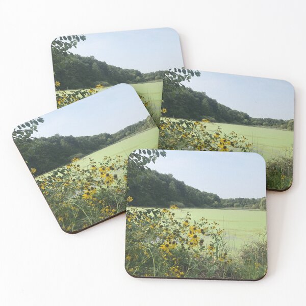 Item preview, Yellow Daisies by a Lake With Blue Skies designed and sold by art-dreams.
