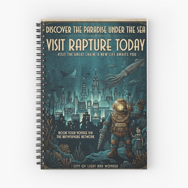 Item preview, Visit Rapture Retro Travel Poster designed and sold by Fictional Ink Society.