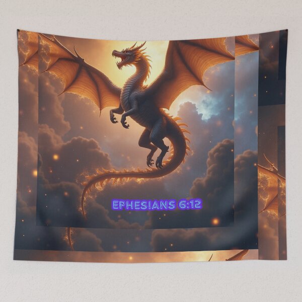 Item preview, Majestic Cosmic Dragon – Ephesians 6:12 Fantasy Artwork designed and sold by TetelestaiWeave.