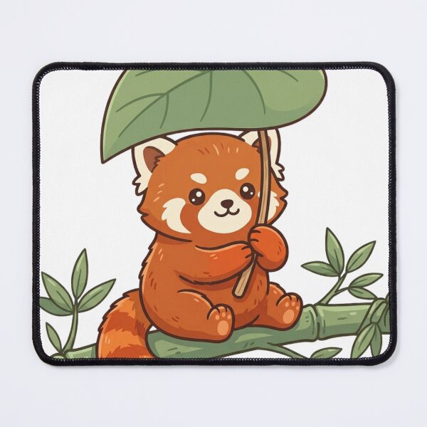 Item preview, Red Panda Leaf Umbrella Rainy Day designed and sold by NeonNerd Studio.