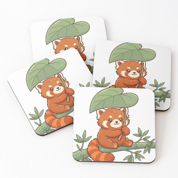 Item preview, Red Panda Leaf Umbrella Rainy Day designed and sold by NeonNerd Studio.