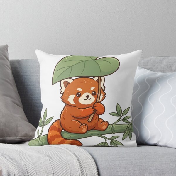 Item preview, Red Panda Leaf Umbrella Rainy Day designed and sold by NeonNerd Studio.