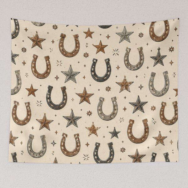 Item preview, Western Horseshoes & Stars Rustic Cowboy Pattern designed and sold by RJACreative.
