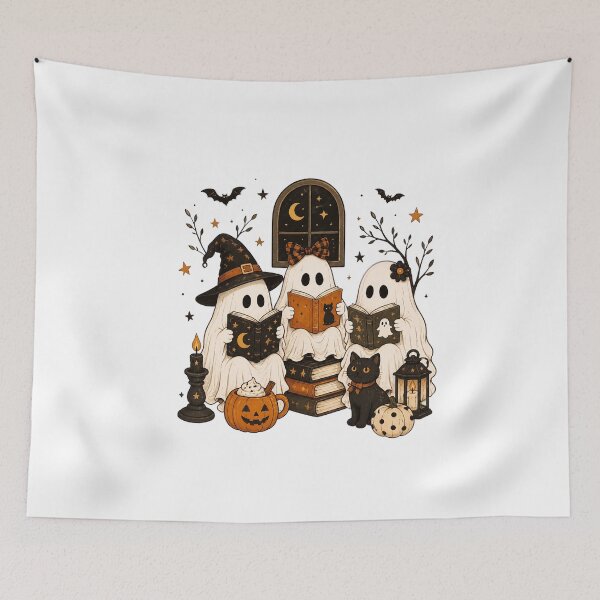 Item preview, Cute Ghost Reading Halloween Book Lover designed and sold by n-scott-shop.