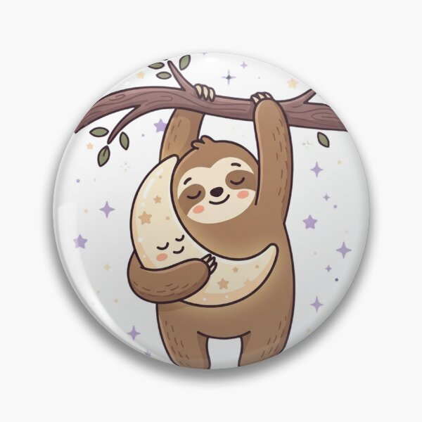 Item preview, Cute Kawaii Sleepy Sloth Moon Pillow designed and sold by NeonNerd Studio.