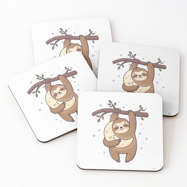 Item preview, Cute Kawaii Sleepy Sloth Moon Pillow designed and sold by NeonNerd Studio.