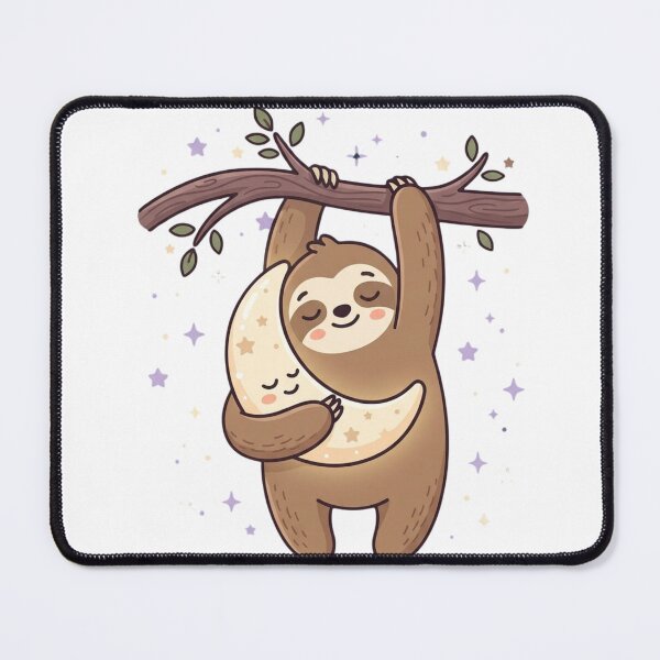 Item preview, Cute Kawaii Sleepy Sloth Moon Pillow designed and sold by NeonNerd Studio.