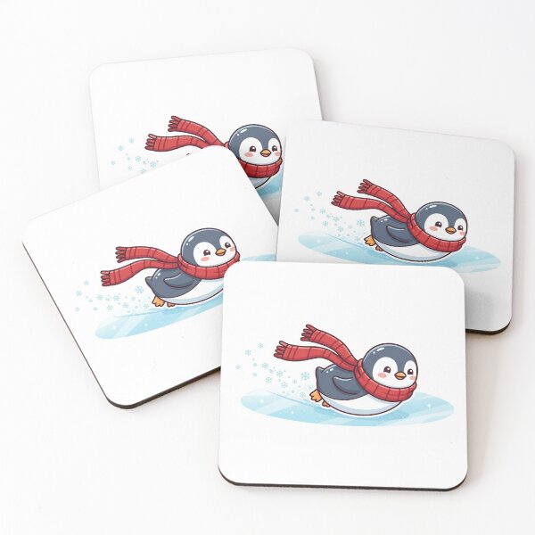 Item preview, Penguin Sliding on Ice Scarf designed and sold by NeonNerd Studio.