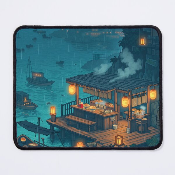 Item preview, Rainy Harbor Ramen Stall Pixel Art designed and sold by NijiWorld.