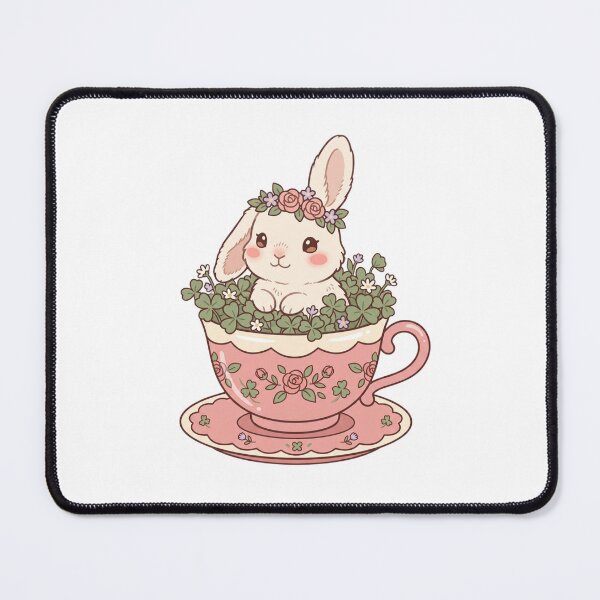 Item preview, Cute Kawaii Bunny in Teacup Flower Crown designed and sold by NeonNerd Studio.