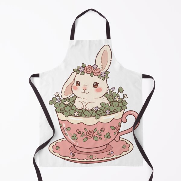 Item preview, Cute Kawaii Bunny in Teacup Flower Crown designed and sold by NeonNerd Studio.