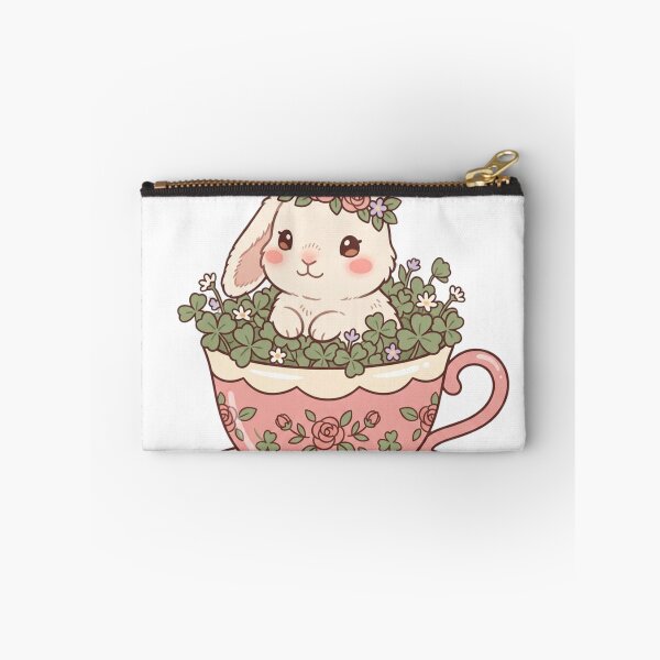 Item preview, Cute Kawaii Bunny in Teacup Flower Crown designed and sold by NeonNerd Studio.