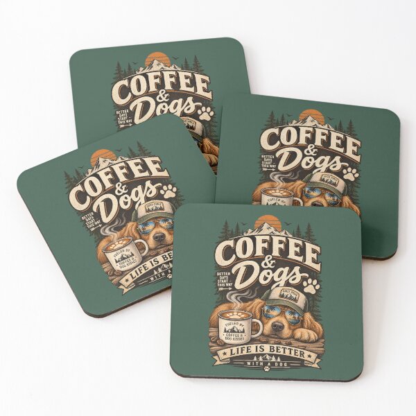 Item preview, Coffee and Dogs Vintage Retro Graphic T-Shirt | Dog Lover Coffee Lover Gift | Outdoor Adventure Apparel designed and sold by piketo.